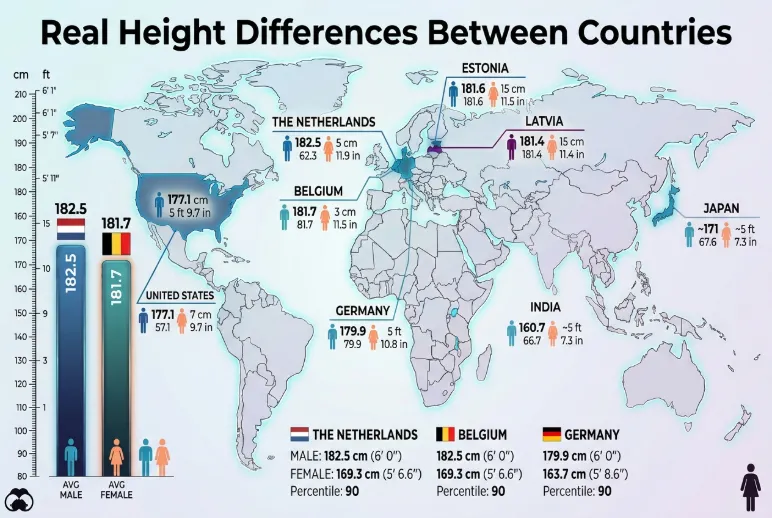 Real Height Differences Between Countries